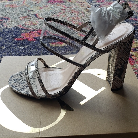 clear snakeskin sandals